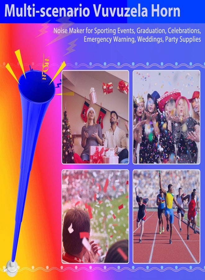 Hongdouo Collapsible Stadium Horn 24 Inch Vuvuzela Plastic Cheering Trumpets Blow Horn Loud Sound Soccer Noisemakers for Sporting Events Graduation Games School Party Supplies (Blue) - Image 4